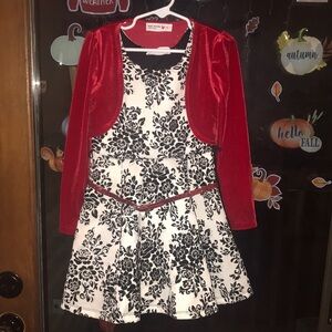 Knit Works Black & White Floral Beautiful Lined Christmas Dress